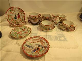VTG LOT OF 19 JAPANESE EGGSHELL PORCELAIN PLATES, SAUCERS, CUPS & CREAMER-
